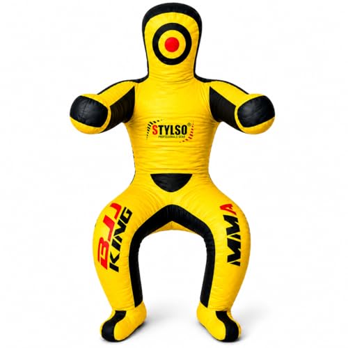 Grappling Dummy, Black Fabric Training Equipment for BJJ, Judo, Karate, Wrestling, Un-Filled Practice Dummy, Model WDM-2025, for Adults and Youth - color: Flex Yellow
