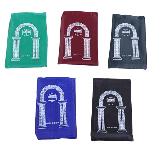 GLOGLOW Portable Prayer Mat 5Pcs Nylon Travel Pray Mat Lightweight Foldable for Prayer Yoga Meditation with 5 Colors Easy to Carry