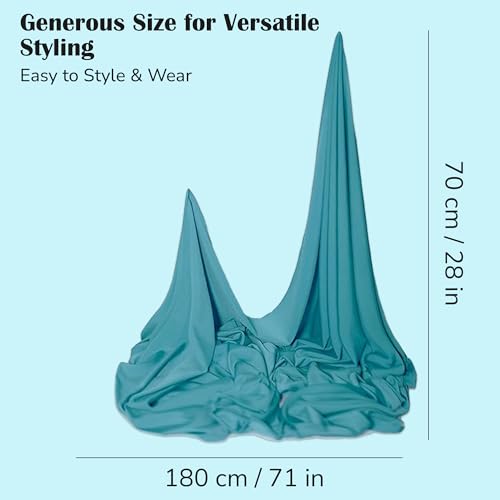 Premium Jersey Hijab Scarves -Turban Head Wraps for Women, Fashion Headbands Long Plain Muslim Shawls - color: Teal