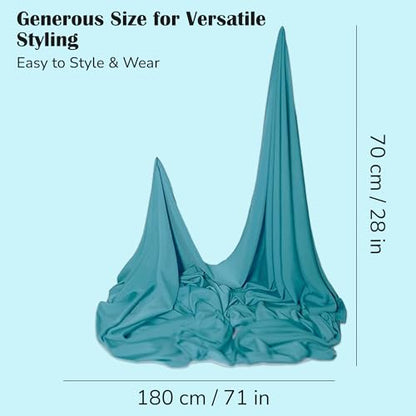 Premium Jersey Hijab Scarves -Turban Head Wraps for Women, Fashion Headbands Long Plain Muslim Shawls - color: Teal