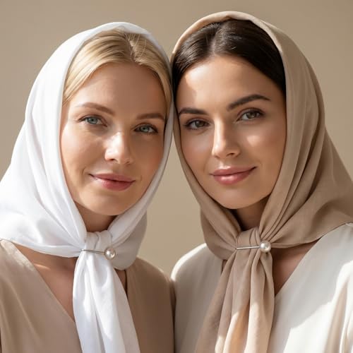 24 Pcs Muslim Pearl Scarf Clips and Hooks Wonderful Hijab Pins Clips Cute Hijab Scarf Pins Multicolor Headscarf Accessories Pearl Brooch Pin Safety Pin for Scarfs Headscarf