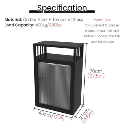 JYHHCYS 3-Tier Aquarium Stand with Storage, Fish Tank Stand with Open Shelving & Large Capacity Cabinet, Large Bottom Cabinet Hide Fish Food & Tools, Easy Access(Black,45x25cm/17.7x9.8in) - color: Black, size: 45x25cm/17.7x9.8in