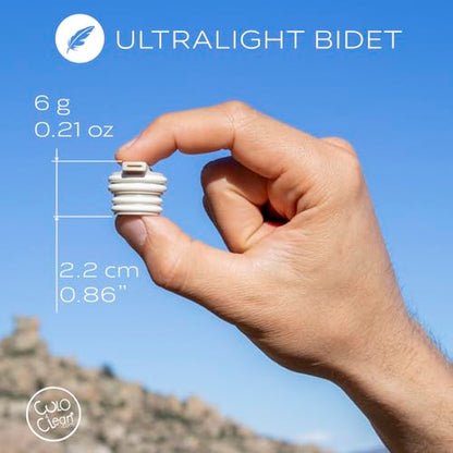 CuloClean Ultralight Desert (6 g / 0.21 oz) Portable Bidet for Toilet, Travel, Backpacking, Hiking or Camping – Uses 30% Less Water – Fits Most Plastic Bottles. (Ultralight Desert, 1pcs White Sand) - color: Ultralight Desert, White Sand, 1pcs