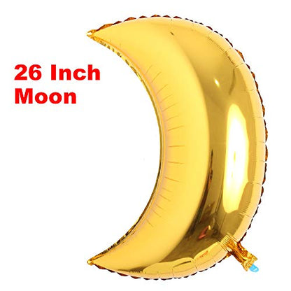26 inch large moon foil helium balloons baby shower 100 days kids birthday party wedding decoration supplies big moon balloons (26 inch Moon Gold) - color: 26 Inch Moon Gold