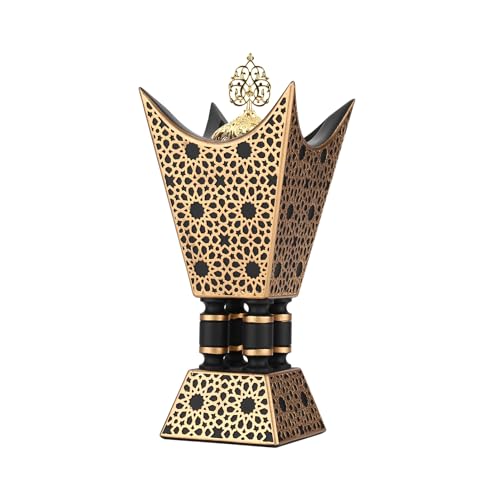 TERSCHELLING Bakhoor Incense Burner, Oud Frankincense Resin Burner 8.85Inches Tall,Charcoal Incense Burner - for Yoga, Spa Aromatherapy, Office & Home Decor (Trophy Shape) (Black)