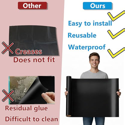 Aquarium Background Static Cling Black Fish Tank Sticker 39 x 12 inches | Easy Install for Glass Tanks, No Residue, Reusable - color: Black, size: 39 x 12 inches