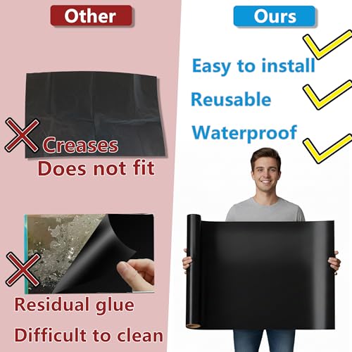 Aquarium Background Static Cling Black Fish Tank Sticker 79 x 23.6 inches | Easy Install for Glass Tanks, No Residue, Reusable - color: Black, size: 79 x 23.6 inches