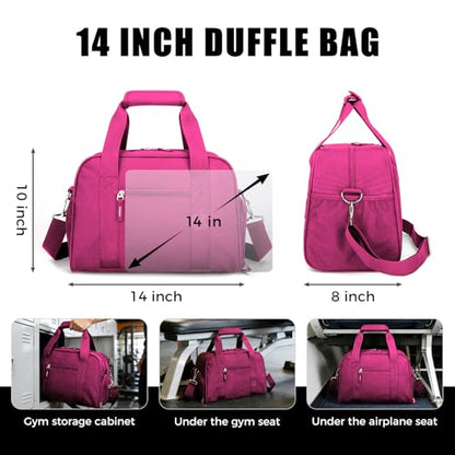 SeaRock 14 inch Small Gym Bag for Men & Women, Mini Duffle Bag with Shoe Compartment, Carry On Duffel Bag for Travel Sports, Rose Pink - color: Rose Pink