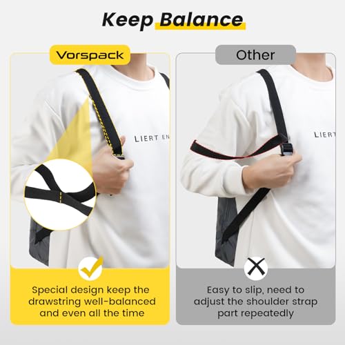 Vorspack Drawstring Backpack Water Resistant String Bag Sports Gym Sack with Side Pocket for Men Women - color: Grey