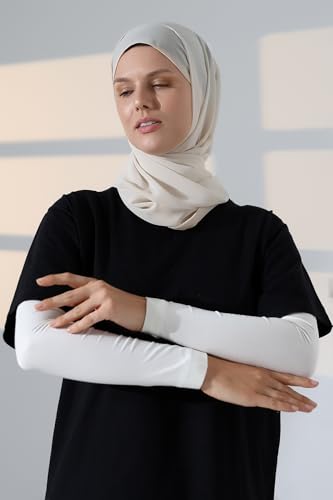 ihvan online, Hijab Sleeves for Women, Muslim Arm Sleeve for Prayer, Women's Soft Stretchy Modest Sleeves to Cover Arms - color: Cream