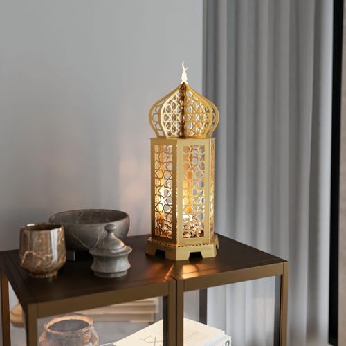 Ramadan Lantern Metal Islamic Home Decor Decorative Candle Holders Eid Decoration Muslim Gift (Gold, 16 inches | 41 cm) - color: Gold, size: 16" | 41 cm