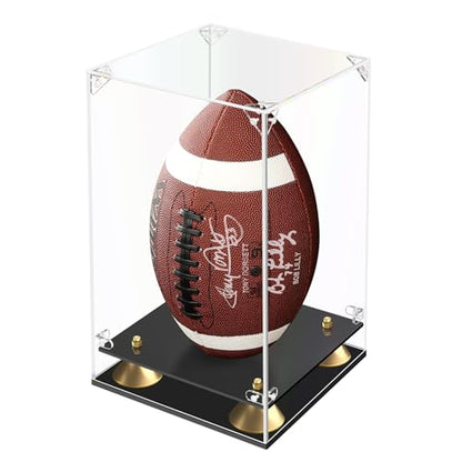 KOLIPI Football Display Case Full Size, Clear Acrylic Box with Double Layer Base Display Stand for Football Fans & Collectors, Sports Collectibles, Assembly Required - size: Football Case, 8x8x12.5 inches