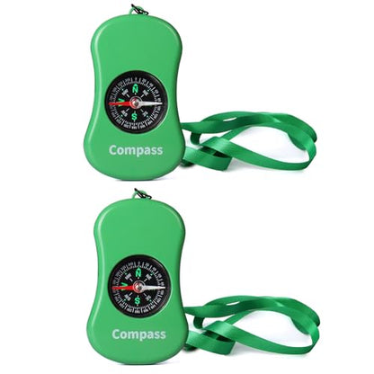 Explorer Kit Compass| Essential Outdoor Adventure Gear (Compass & Whistle Included) | Develops Sense of Direction. - color: Green-com2pcs