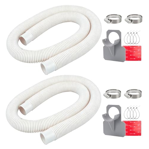 1-1/4" Pool Hoses Kit Replacement for Above Ground Pools – 1.25" Pool Filter Pump Hose with Hose Holders & Clamps Compatible with Intex Pool Filter Pump 607, 637 (White -2 Pack) - color: White -2 Pack