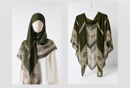 K-Elewon Large Square Scarf 51" Headscarf Chiffon Fashion Scarves Turbans Hair Wrapping Scarfs - color: A-green