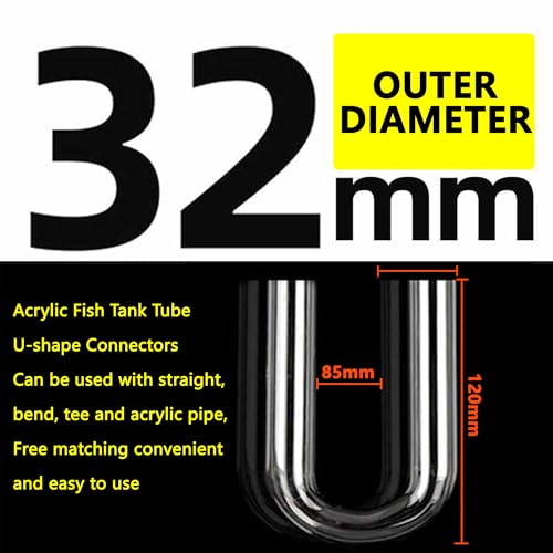 U Shape Acrylic Tube for Aquarium Fish Tank: Outer Dia 32mm Aquarium Pumps Pipe Connector Water Supply Tube, Transparent U Shape Test Tube for Garden Supplies Home DIY Connector
