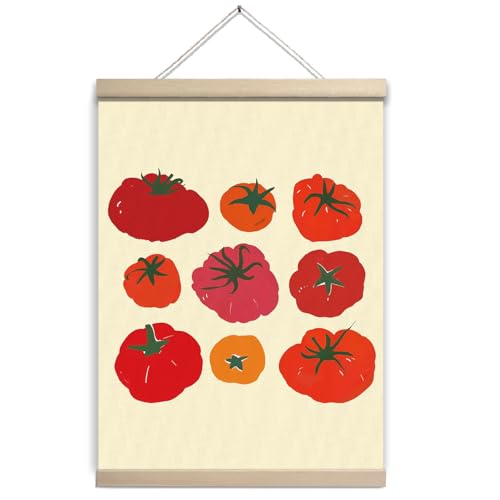 UTELKA Retro Tomato Kitchen Wall Art Decor, Retro Food Art Mediterranean Heirloom Poster, Red Tomato Decor Eclectid Kitchen Art，Trendy Vegetable Poster for Women Spring Kitchen Tomato Decor 12x16 - color: Retro Tomato