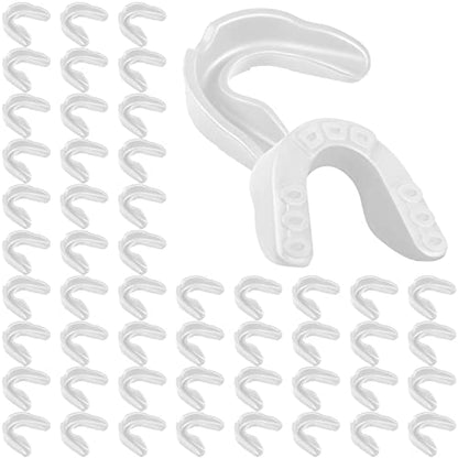 Frienda 50 Pcs Football Mouth Guards Bulk Youth Football Mouthpiece Sports Athletic Mouthguard Teeth Guard for Hockey Karate Basketball Boxing Lacrosse Rugby - color: White