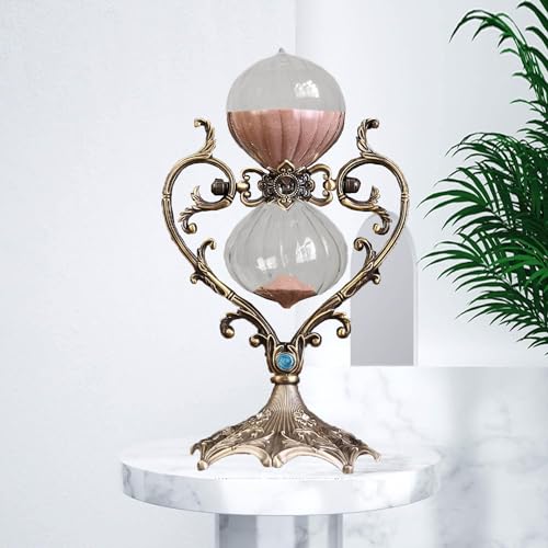 Sanduhr 30 Minuten,Hour Glass,Love Shape Metal Vintage Hourglass,Hourglass Decor,for Home Decoration Office Desk Wedding Party Decor Kitchen Timer (Pink Sand) - color: C Pink Sand, size: 30 Min