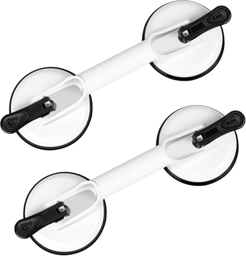 FCHO Glass Suction Cups Heavy Duty Aluminum Hooks for Tile Glass Lifting Dent Puller 2 Pack White | Heavy Duty Aluminum Glass Suction Cup Lifter, Aluminum Vacuum Plate Holder Hooks, For Glass Tile Lifting Dent Pulling, Bathro - color: White