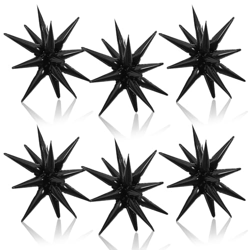 Black Star Balloons, 6PCS 22 Inch Foil Explosion Star Balloons - color: Black