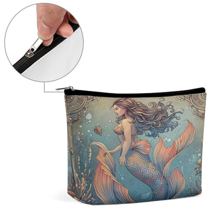 Mermaid Ocean Fantasy Makeup Bag, Travel Toiletry Organizer, Cosmetic Pouch for Women, Birthday Presents for Mom Girls Women Sisters - color: Mermaid Ocean Fantasy