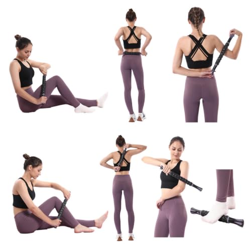 Muscle Roller Massage Roller Stick- (Dark Purple) | Lymphatic Drainage & Body Sculpting, Handheld Physical Therapy & Recovery Tool - color: Dark Purple