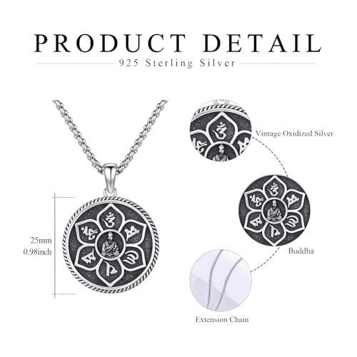 Coexist Necklace 925 Sterling Silver Yin Yang/Star of David Pendant World Religions Harmony Necklace Religion Jewelry Gift for Men - style: Buddha