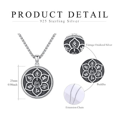 Coexist Necklace 925 Sterling Silver Yin Yang/Star of David Pendant World Religions Harmony Necklace Religion Jewelry Gift for Men - style: Buddha