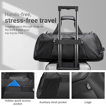 reeyee 40L Convertible Gym Duffel Bag Backpack, Water Repellent Sports Travel Bag with Shoe Compartment, Wet Pocket & Insulated Cooler, 3-in-1 Weekender Carry On Bag for Men Women