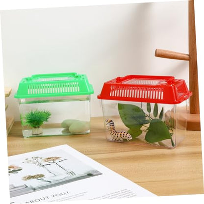 TOYANDONA 4pcs Portable Handheld Aquarium with Handle Turtle Box Feeding Case for Reptiles and for for Shrimp and Tortoise Breeding
