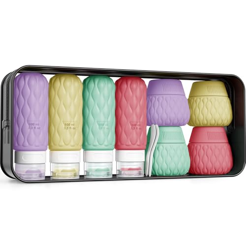 Travel Bottles for Toiletries Silicone Travel Size Containers 3.4oz 1.7oz - color: Sweet Ripple-3.4oz/1.7oz