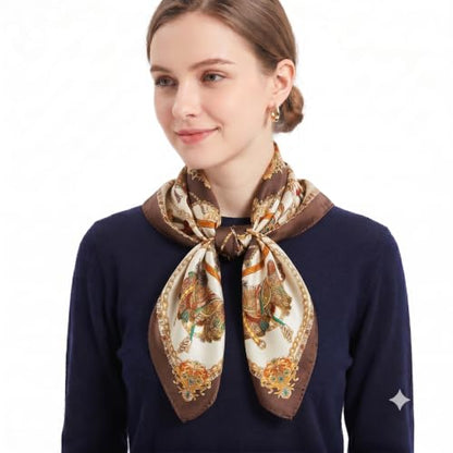 YOUR SMILE Silk Like Scarf Women's Fashion Pattern Large Square Satin Headscarf Headdress - color: 102