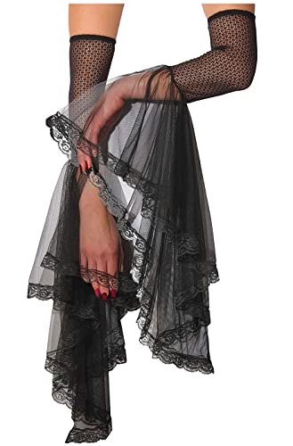 L'VOW Women's 1 Pair Gothic Black Lace Sleeves Witch Gloves Victorian Lace Arm Sleeve Vampire Accessory - color: C Black