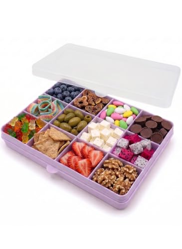 melii Snackle Box | 12-Compartment Divided Snack Container, BPA-Free Food Storage, Removable Dividers, Perfect for Kids Snacks, Arts & Crafts, Beads, and Kitchen Organization (Purple) - color: Purple