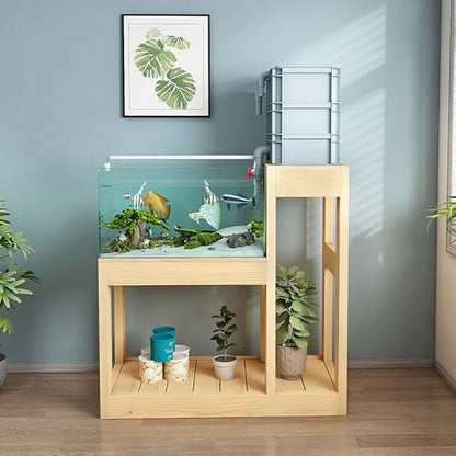 Heavy Duty Solid Wood Aquarium Stand - Double-Layer Design for Fish Tanks & Terrariums, Easy Assembly, Durable Home Decor, Perfect for Aquatic & Reptile Enthusiasts