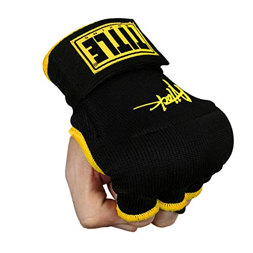 Title Boxing Attack Nitro Speed Wraps 2.0 - Boxing Wraps, Quick Wraps Boxing, Boxing Hand Wraps, Hand Wraps for Boxing Gloves, MMA Gloves, Wrist Wraps Boxing, Muay Thai Hand Wraps, Knuckle Protection - color: Black/Yellow, size: Large