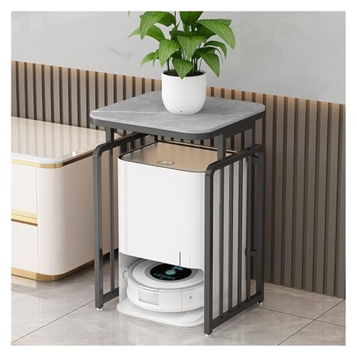 Sweeper Robot Storage Cabinet Sweeping Robot Shelf Storage Cabinet Multifunctional Drinking Fountain Shelf Fish Tank Cabinet Coffee Table Shelf Sweeper Organizer(Black,50x40x65cm) - color: Black, size: 50x40x65cm