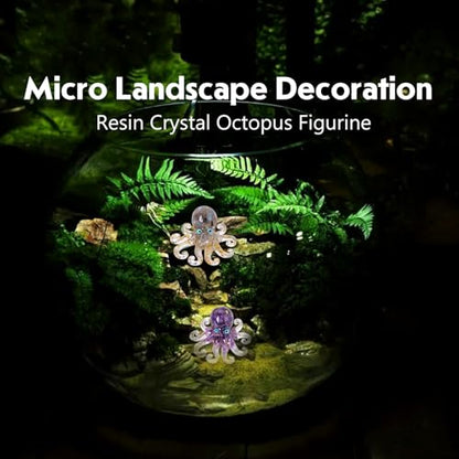Octopus Decor Aquarium RoseQuartze Gravel Decorative Resin Glass with Natural Crystal Stone Marine Animals Fish Tank Ornaments Statue Healing Home Decor Ladies Gift 3.93"