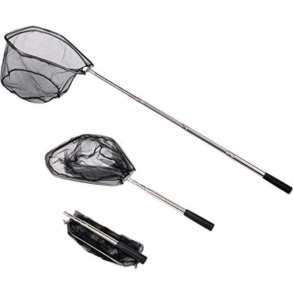 RESTCLOUD Fishing Landing Net with Telescoping Pole Handle, Fishing net Freshwater for Kids Men Women, Extend to 40-63 Inches - style: D: Strong Stainless Handle, 48" Full