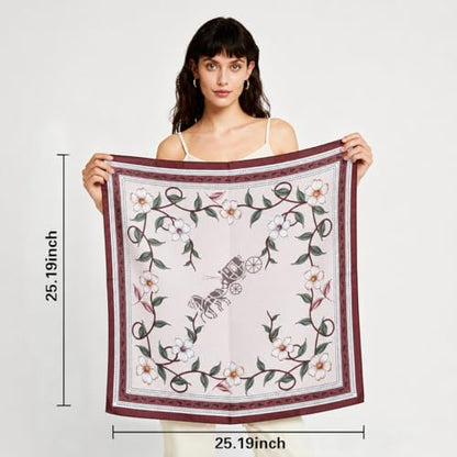 27" Head Scarf Like Satin Silk for Women,Hair Scarves Bandana,Headband Silk Feeling for Hair Wrap - color: Flowers-3