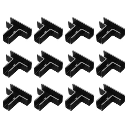 uxcell 12Pcs Plastic Glass Connector, t Shaped Glass to Glass Clamp for 10mm Thick, Fixing Bracket Rimless Clip Holder for Aquarium Fish Tank Display Shelves, (10mm, Black) - size: 10mm