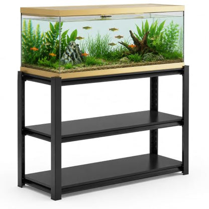 Aquarium Stand, Freestanding Fish Stand with Storage for Living Room, Heavy Duty Metal Shelving Fish Tank Holder for 30-40 Gallon Breeder Tanks, Black 3-Tier, 31.5" H×39.4" W×13.8" D - size: 3-Tier, 31.5"H×39.4"W×13.8"D