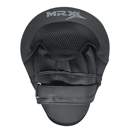 MRX Gel Tech Boxing Hook & Jab Pads MMA Focus Punching Mitts Training Thai Kick Strike Shield Curved Black/White - color: Black/Silver