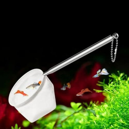Aquarium Net with Extendable Long Handle, Adjustable Wastes Skimming Cleaning Tools Nylon Fishing Mesh Nets with Long Plastic Handle - color: round, style: S