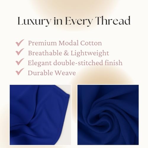 Premium Breathable Modal Cotton Hijab for Women, Lightweight, Non-Slip, Soft & Elegant Scarf for Everyday Wear - color: Navy Blue