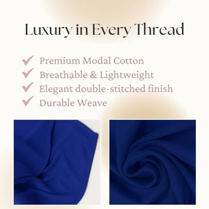 Premium Breathable Modal Cotton Hijab for Women, Lightweight, Non-Slip, Soft & Elegant Scarf for Everyday Wear - color: Navy Blue