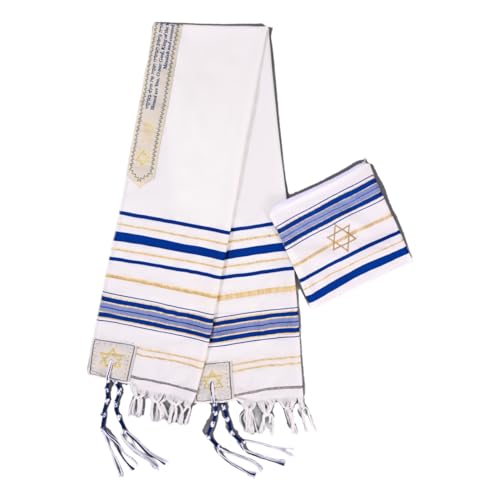 blue men's prayer shawl Christian prayer scarf jewish tzitzit tallit cloth rainbow jerusalem clothes Israel design