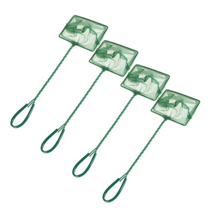 4pcs Green Aquarium Fishing Net Soft Mesh for Catching of Fish and Shrimp Essential Aquarium Accessories