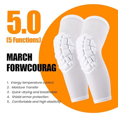 Basketball knee pads, compression leg covers for teenagers and adults, wrestling knee pads, football volleyball, pickleball, weightlifting knee pads (1 pair) (White, Medium) - color: Long white, size: Medium